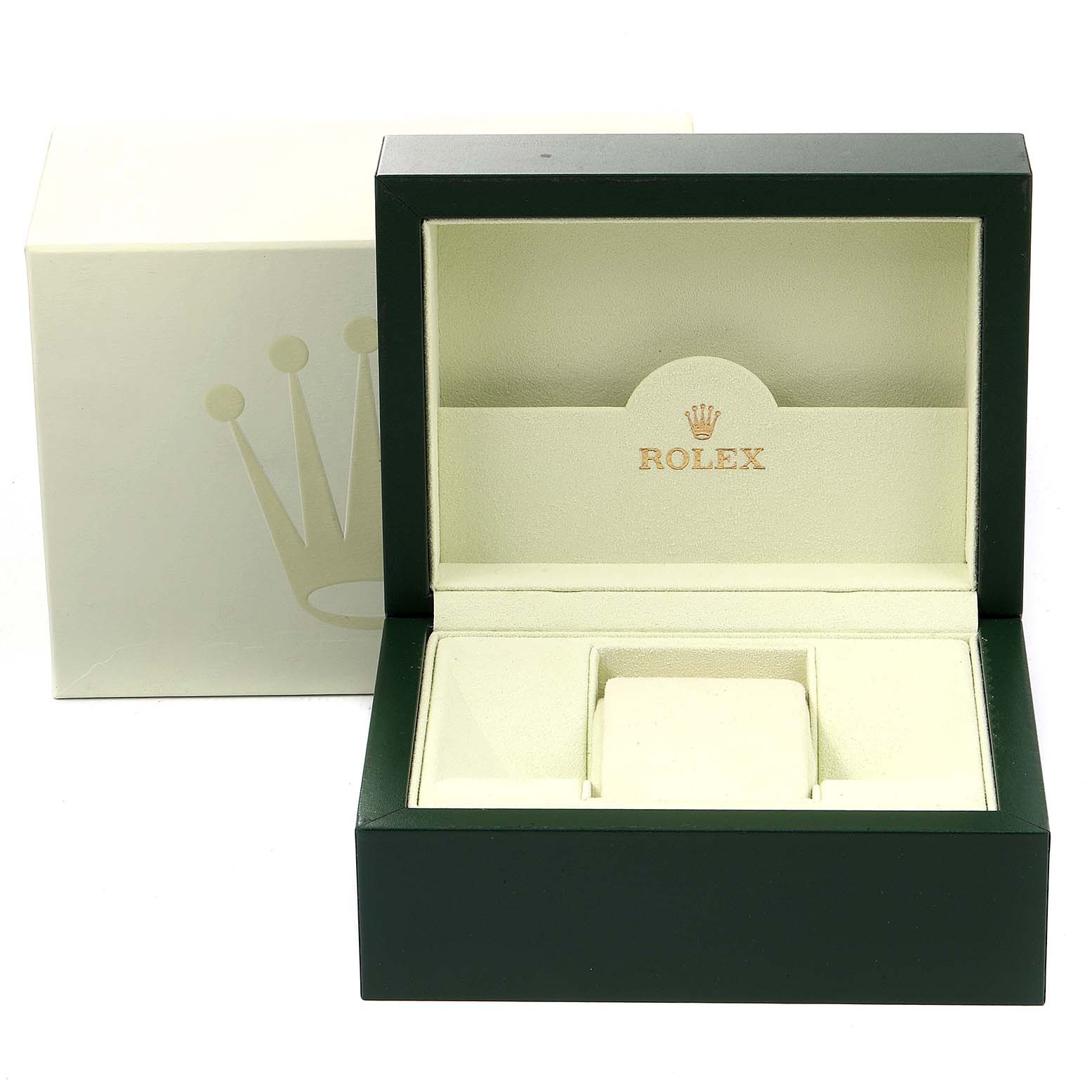 The image shows an open Rolex watch box for the Turn-o-Graph model, including the inner and outer box.