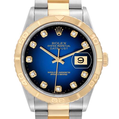 Photo of Rolex Datejust Turnograph Blue Dial Steel Yellow Gold Mens Watch 16263