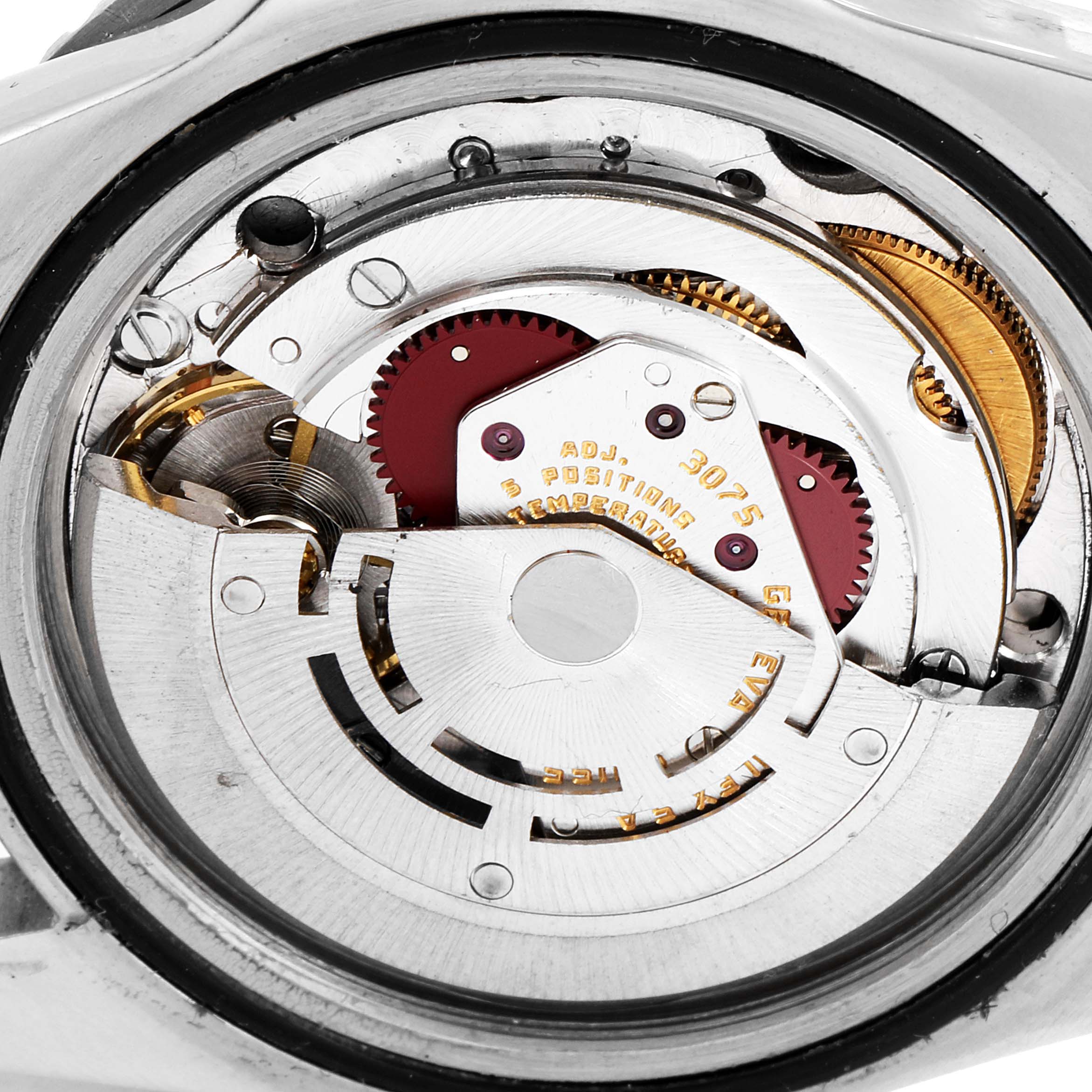 This is an internal view showing the movement mechanism of a Rolex Vintage Collection 16750 Men's Stainless Steel Black Dial 16750 Men's Stainless Steel Black Dial model watch.