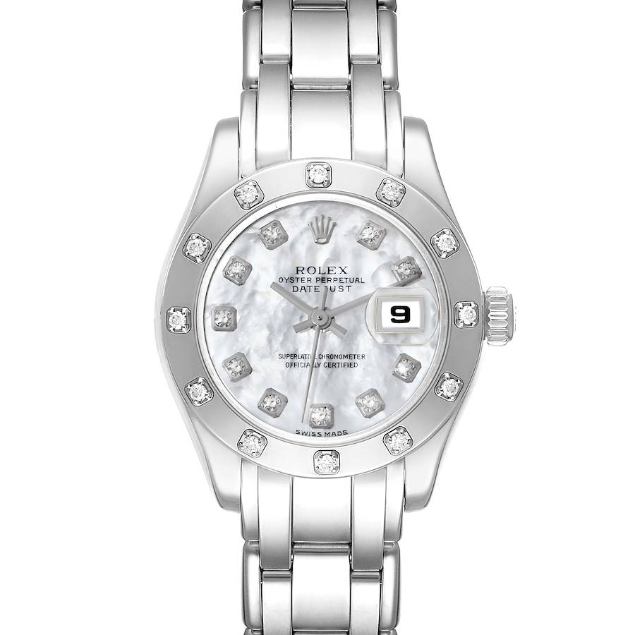 Rolex Masterpiece Pearlmaster White Gold Mother of Pearl Diamond Ladies Watch 80319 SwissWatchExpo