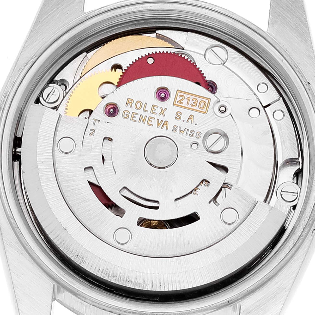 This is a close-up view of the Rolex Datejust 67194 Women
s Stainless Steel Silver Dial 67194 Women
s Stainless Steel Silver Dial watch
s internal movement mechanism.