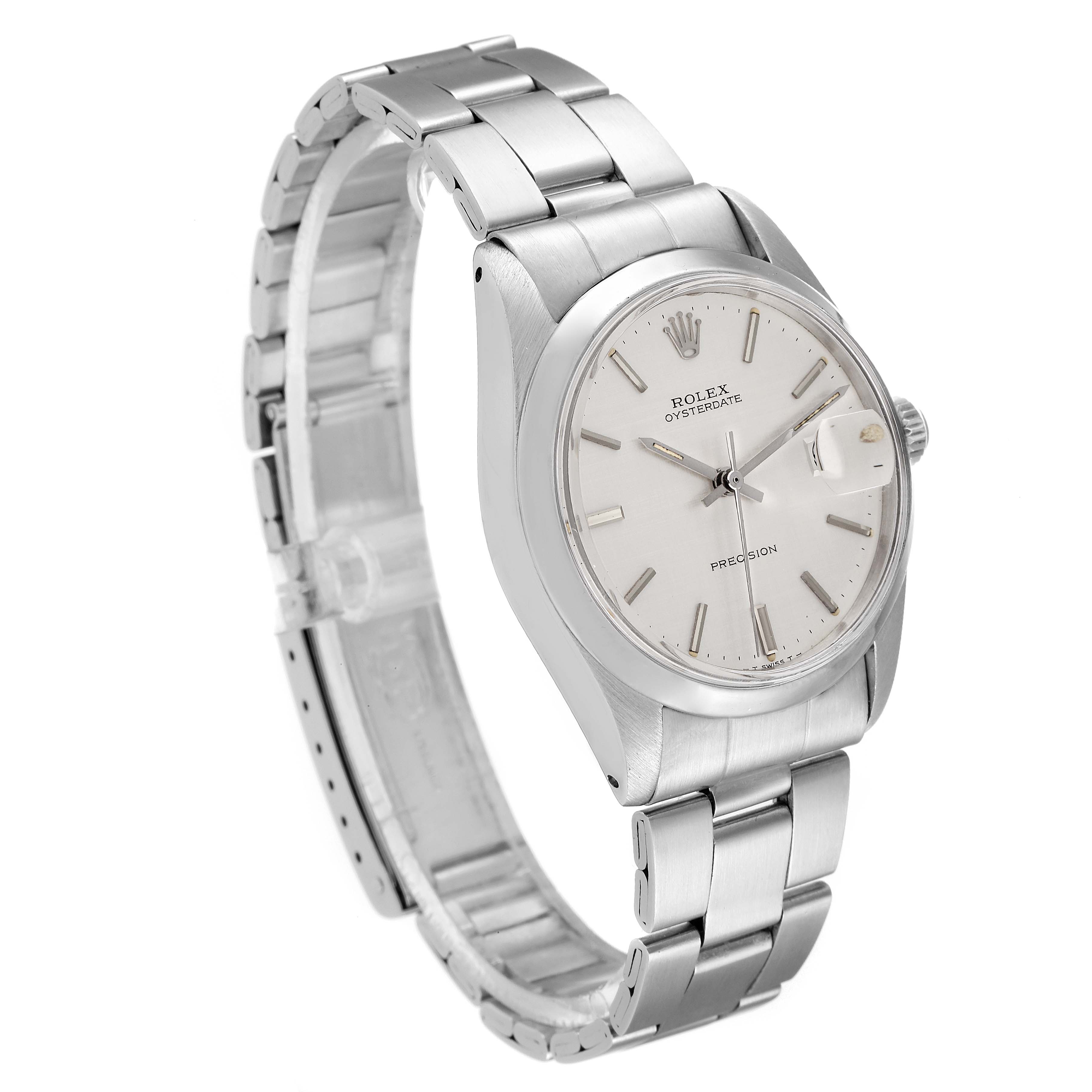 The Rolex Vintage Collection 6694 Men
s Stainless Steel Silver Dial 6694 Men
s Stainless Steel Silver Dial watch is shown from a three-quarter angle, displaying the bracelet, case, and dial.