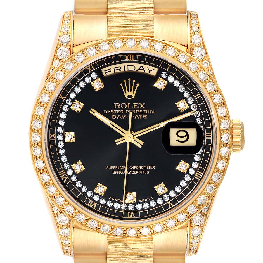 Rolex President Day Date 36 Yellow Gold Diamond Mens Watch 18388 SwissWatchExpo