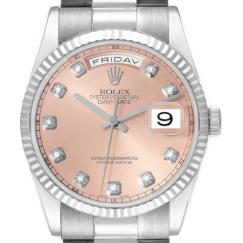 Photo of Rolex President Day Date White Gold Diamond Dial Mens Watch 118239