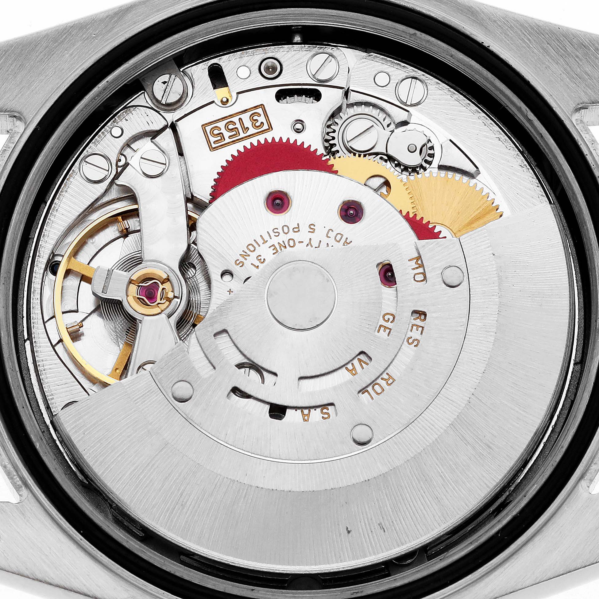 This image shows the internal mechanical movement and components of the Rolex President 118239 Men's White Gold Pink Dial 118239 Men's White Gold Pink Dial model watch.