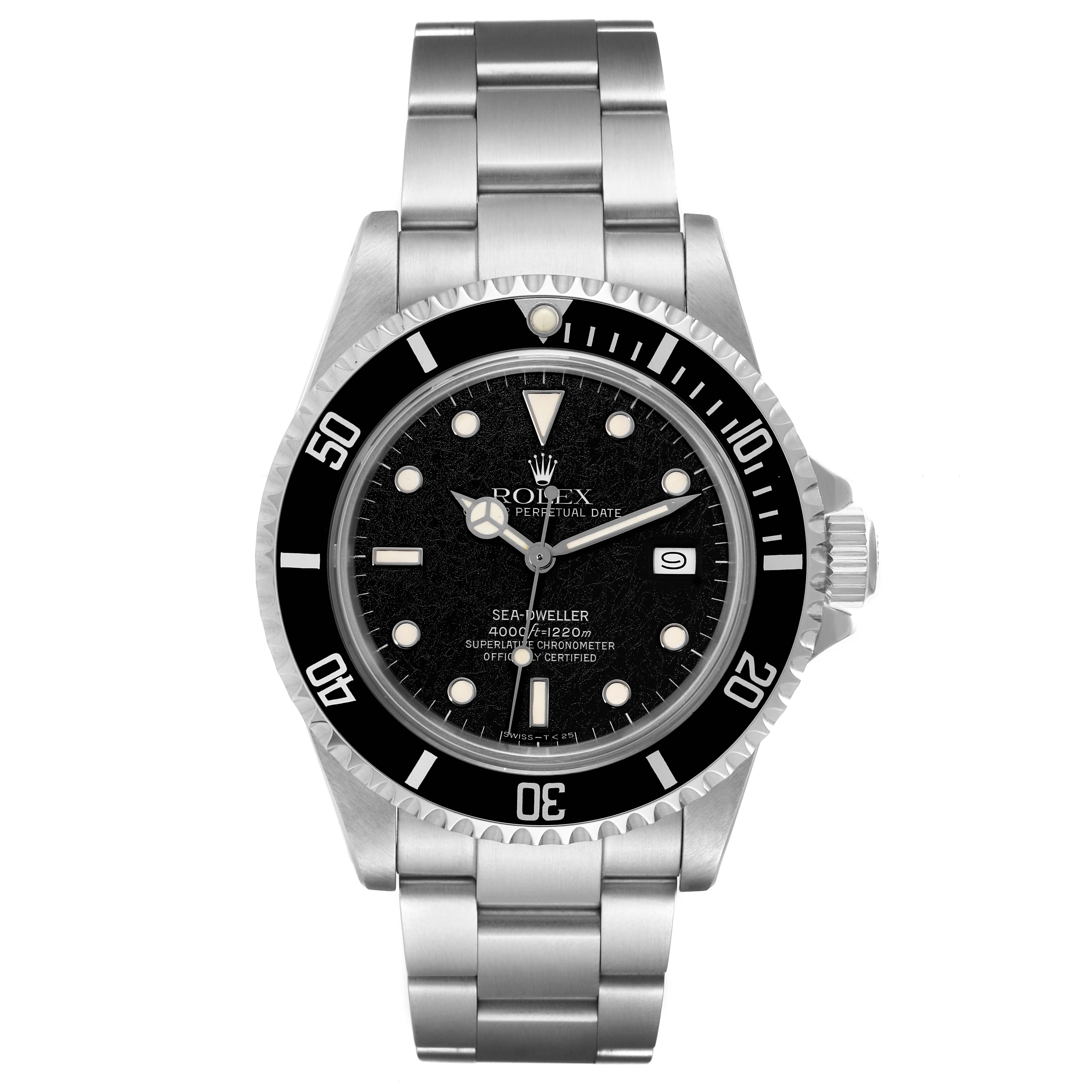 The Rolex Vintage Collection 16660 Men
s Stainless Steel Black Dial 16660 Men
s Stainless Steel Black Dial model watch is shown from a front angle, displaying the face, bezel, hands, and bracelet.