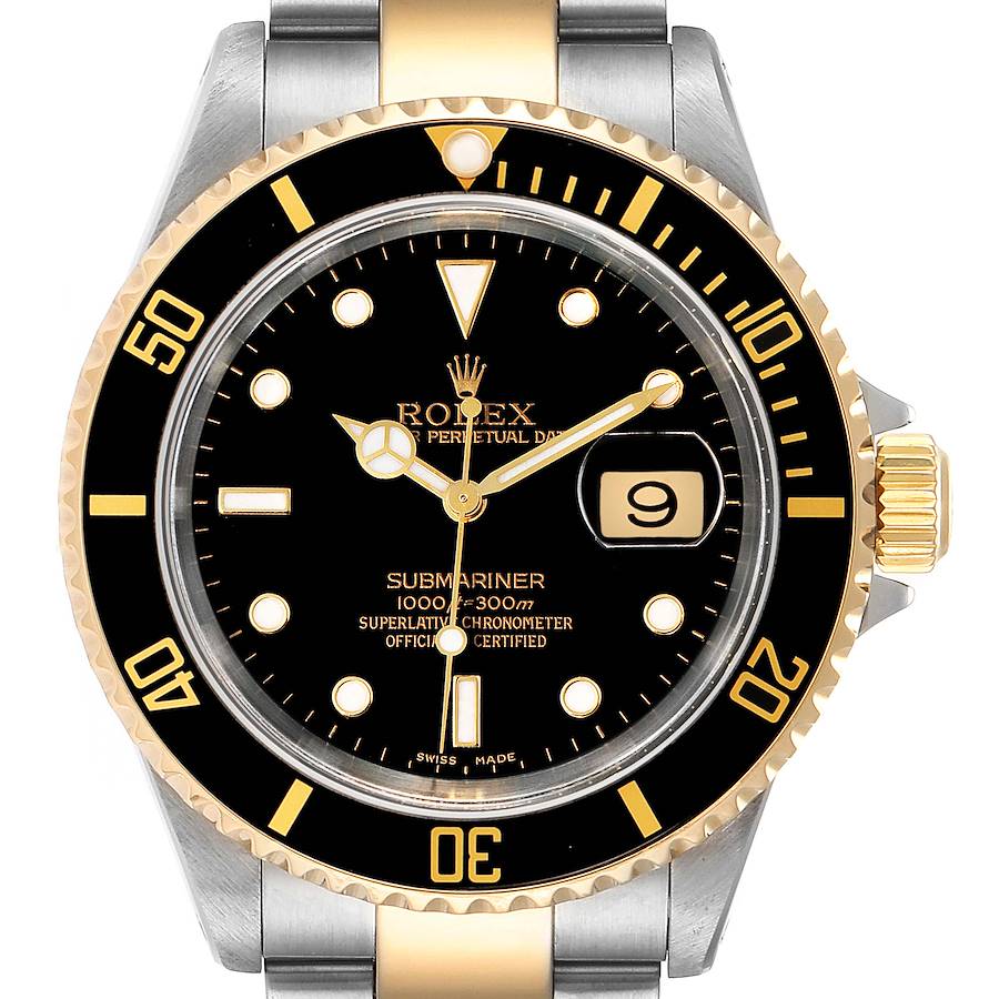 Rolex Submariner Black Dial Steel Yellow Gold Mens Watch 16613 SwissWatchExpo