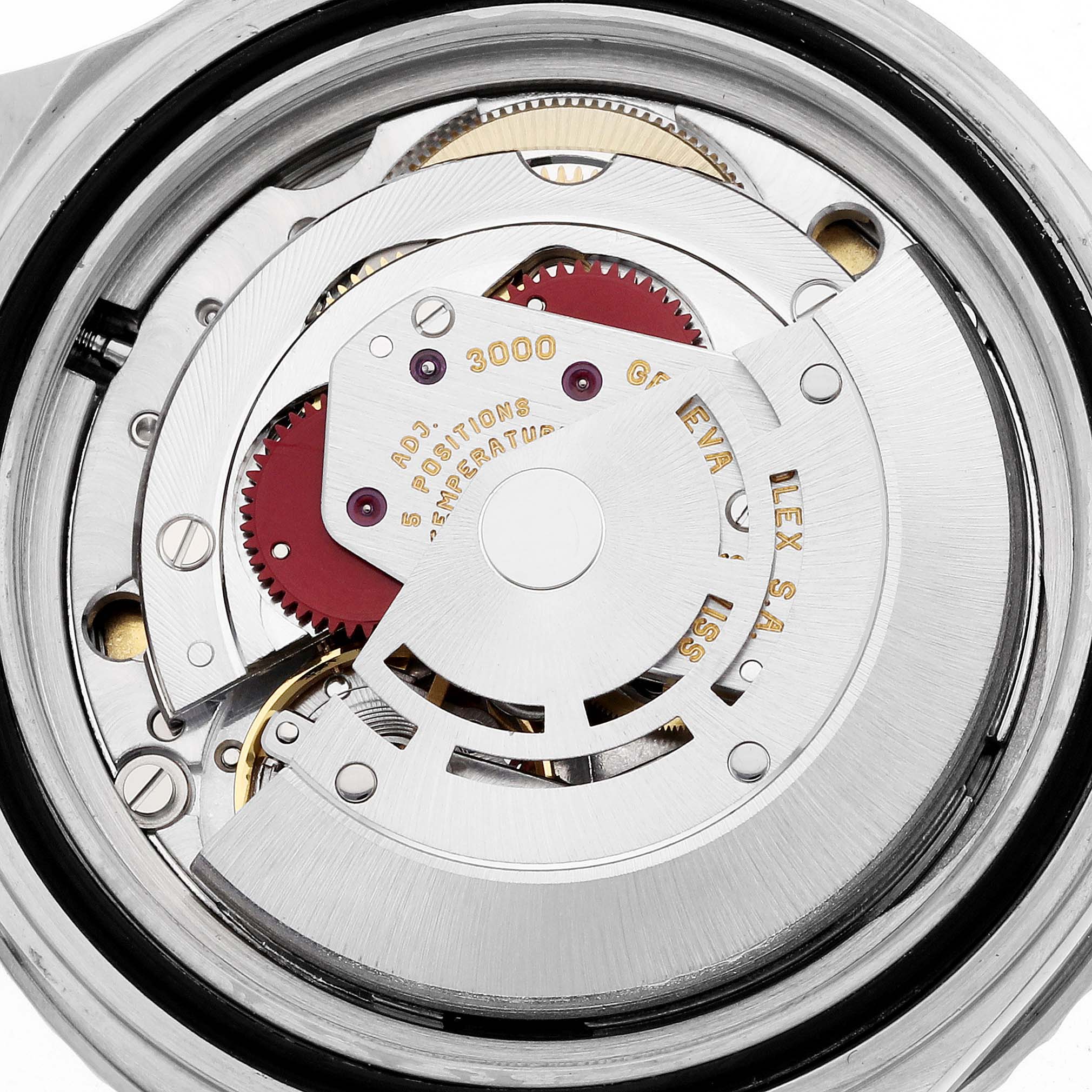 This image shows the internal movement mechanism of the Rolex Submariner 14060 Men's Stainless Steel Black Dial 14060 Men's Stainless Steel Black Dial watch captured from a top view angle.