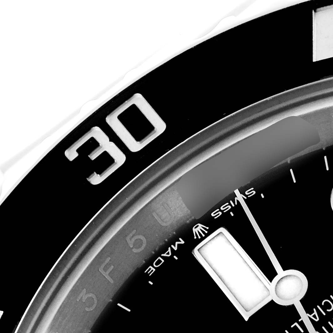The image shows a close-up of the dial and bezel, including the "30" marker, of a Rolex Submariner 124060 Men's Stainless Steel Black Dial 124060 Men's Stainless Steel Black Dial watch.