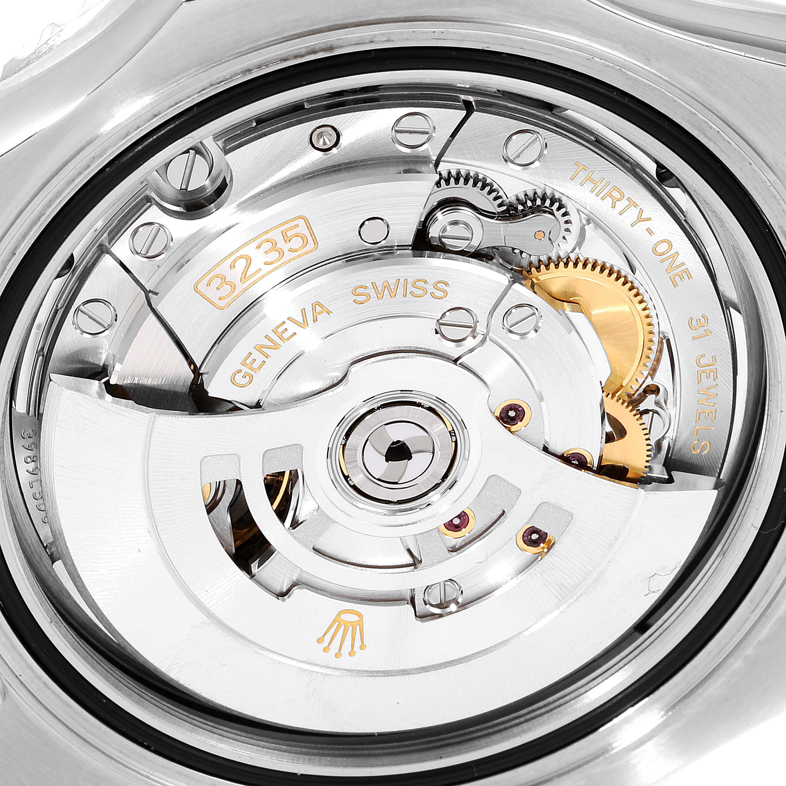 This close-up image shows the movement and inner mechanism of the Rolex Yacht-Master 126622 Men
s Stainless Steel Grey Dial 126622 Men
s Stainless Steel Grey Dial watch model 3235.