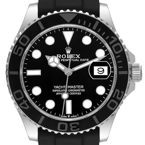 Photo of Rolex Yachtmaster White Gold Oysterflex Bracelet Mens Watch 226659 Box Card