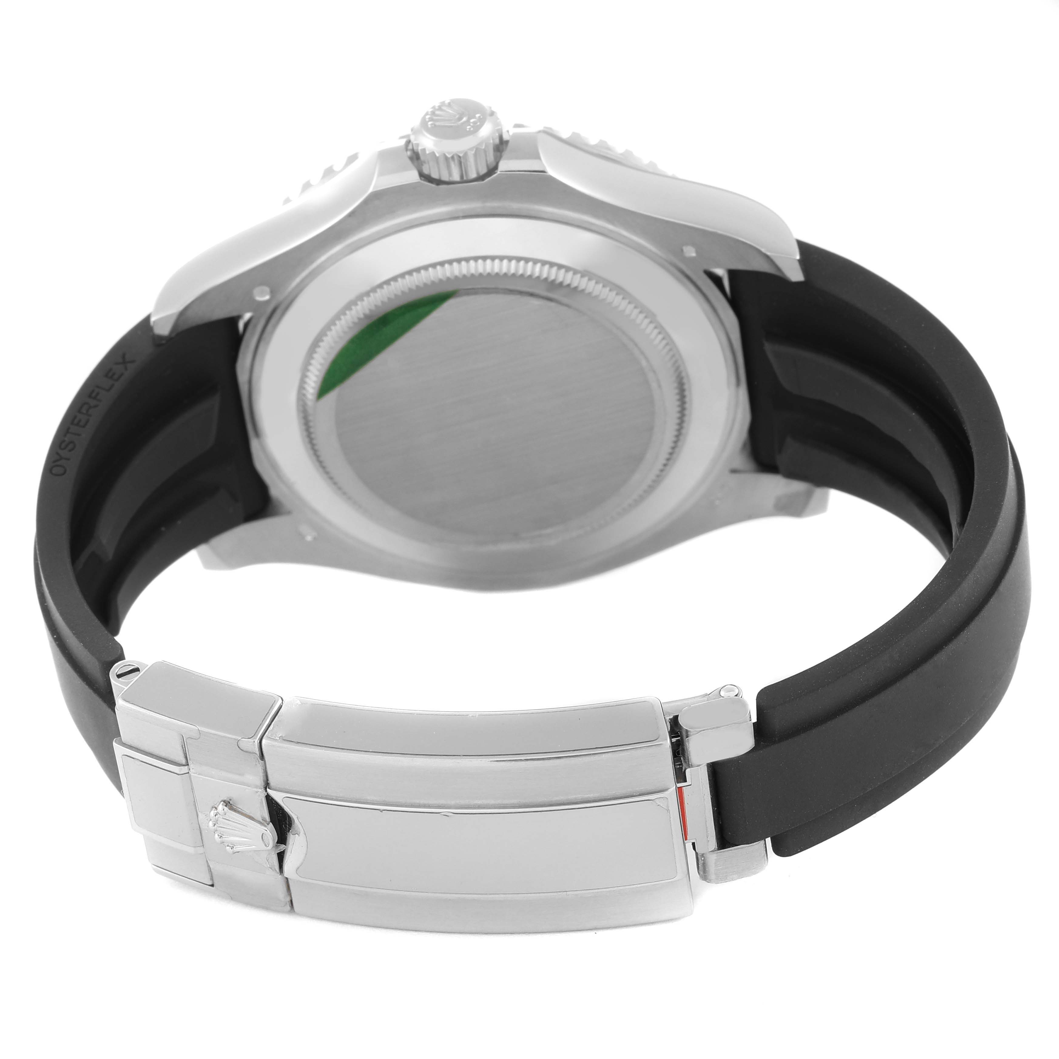 The image shows the back and side angle of a Rolex Yacht-Master 226659 Men
s White Gold Black Dial 226659 Men
s White Gold Black Dial watch, highlighting the case back, crown, and clasp.