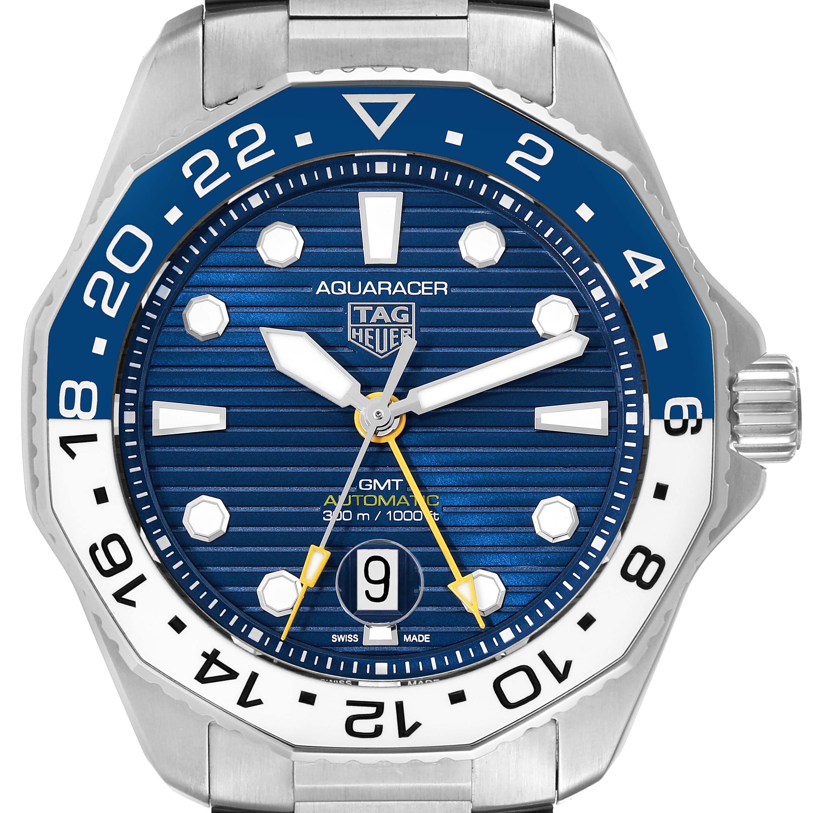 The image shows a front view of a Tag Heuer Aquaracer WBP2010.BA0632 Men's Stainless Steel Blue Dial WBP2010.BA0632 Men's Stainless Steel Blue Dial watch displaying the face, bezel, and crown.