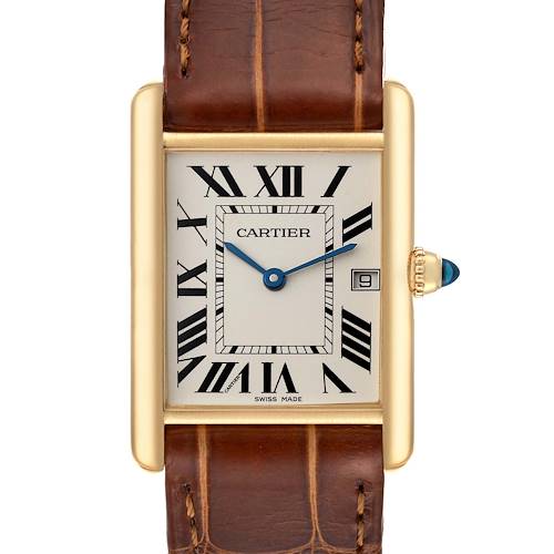 Photo of Cartier Tank Louis 18K Yellow Gold Brown Leather Strap Mens Watch W1529756