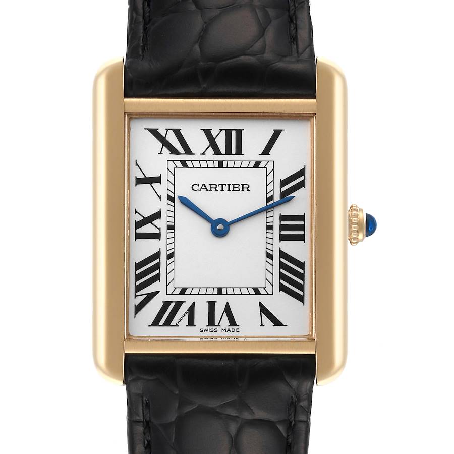 Cartier Tank Solo Large Yellow Gold Steel Mens Watch W5200004 SwissWatchExpo