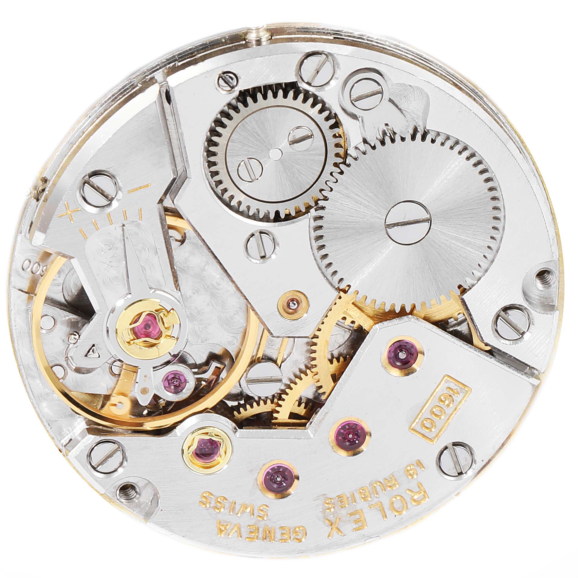 The image shows the inner mechanical movement of the Rolex Cellini 4086 Men's Yellow Gold Champagne Dial 4086 Men's Yellow Gold Champagne Dial watch from a top-down angle.