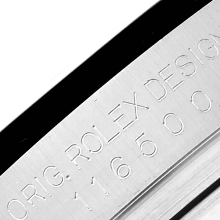 This is a close-up image showing the engraved model number of the Rolex Daytona 116500 Men's Stainless Steel Black Dial 116500 Men's Stainless Steel Black Dial watch.