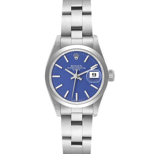 Photo of Rolex Date Blue Dial Smooth Bezel Steel Ladies Watch 69160 Box Papers