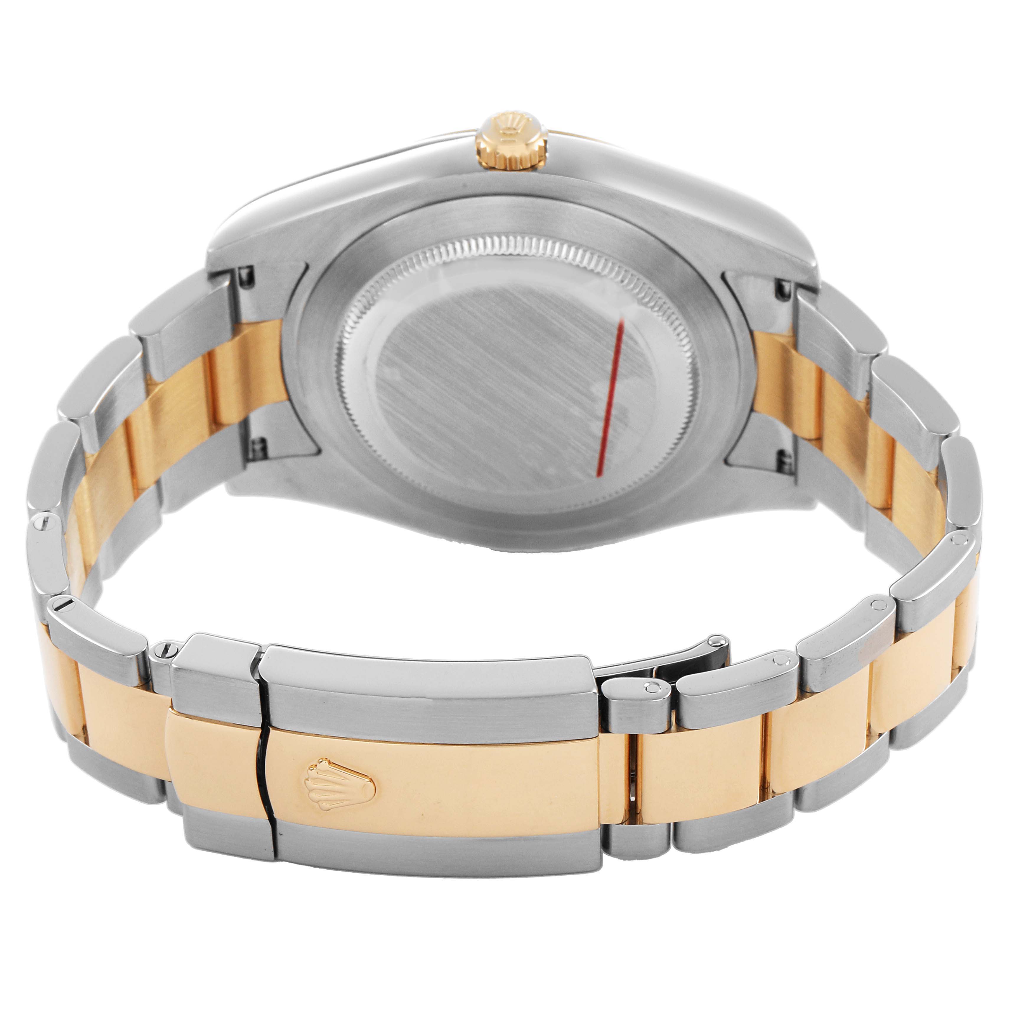 The image shows the back view of the Rolex Datejust 41 116333 Men's Steel and Gold (two tone) Black Dial, highlighting the bracelet and clasp.