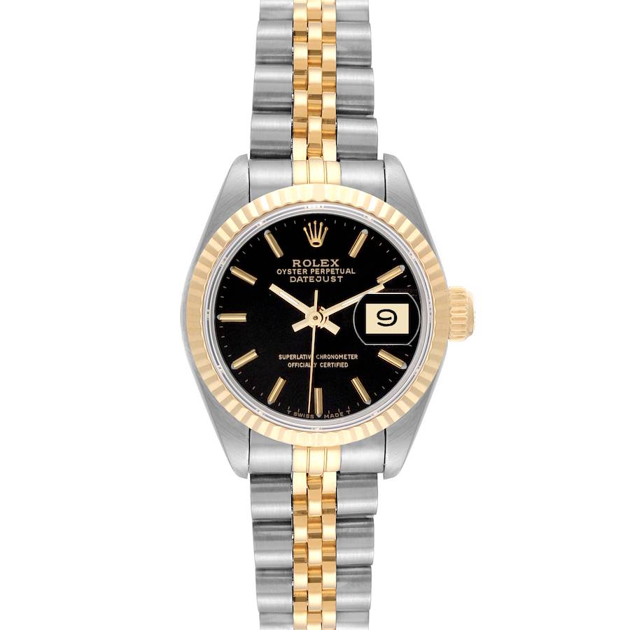 Rolex Datejust Steel Yellow Gold Black Dial Ladies Watch 69173 SwissWatchExpo