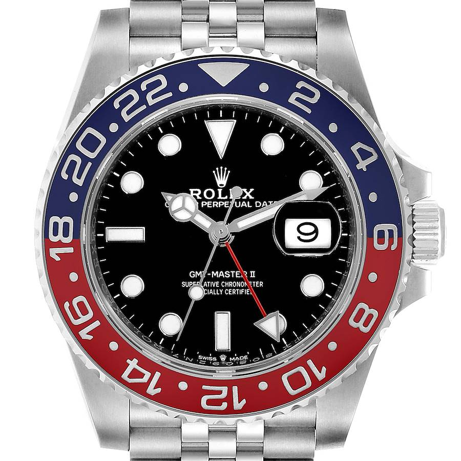 Rolex GMT Master II Pepsi Bezel Jubilee Steel Mens Watch 126710 SwissWatchExpo