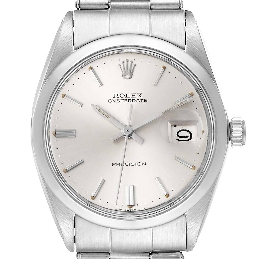 Rolex OysterDate Precision Silver Dial Steel Vintage Watch 6694 SwissWatchExpo