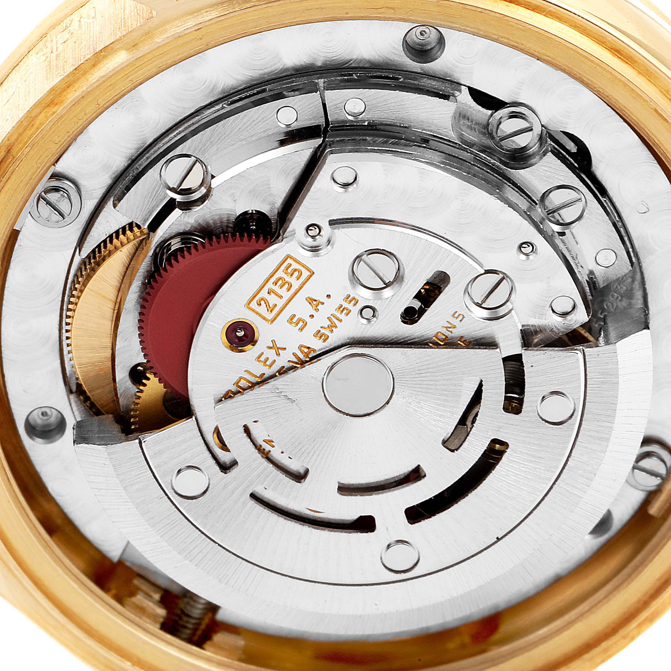 The image shows a close-up of the internal mechanism and movement of a Rolex President 68278 Women
s Yellow Gold Champagne Dial 68278 Women
s Yellow Gold Champagne Dial model watch.