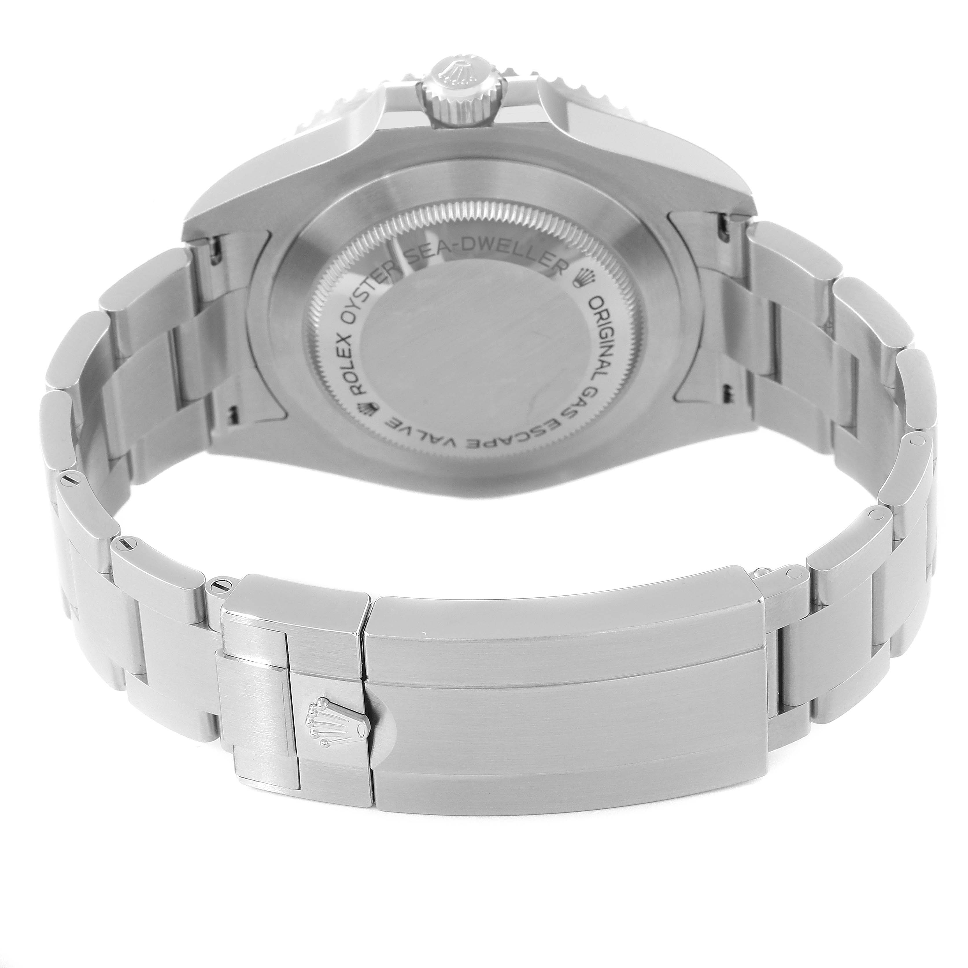 The image shows the back case and bracelet of a Rolex Sea-Dweller 126600 Men's Stainless Steel Black Dial 126600 Men's Stainless Steel Black Dial watch from a rear angle.