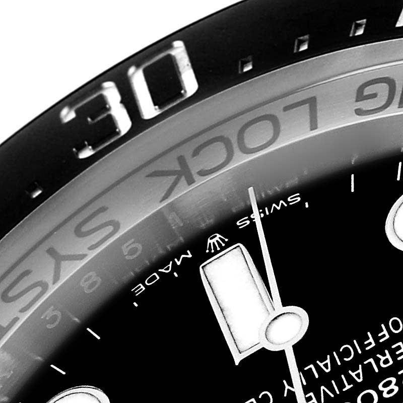The image shows a close-up angle of the dial and bezel of the Rolex Sea-Dweller 136660 Men's Stainless Steel Black Dial 136660 Men's Stainless Steel Black Dial watch, highlighting the "30" marker and part of the dial.