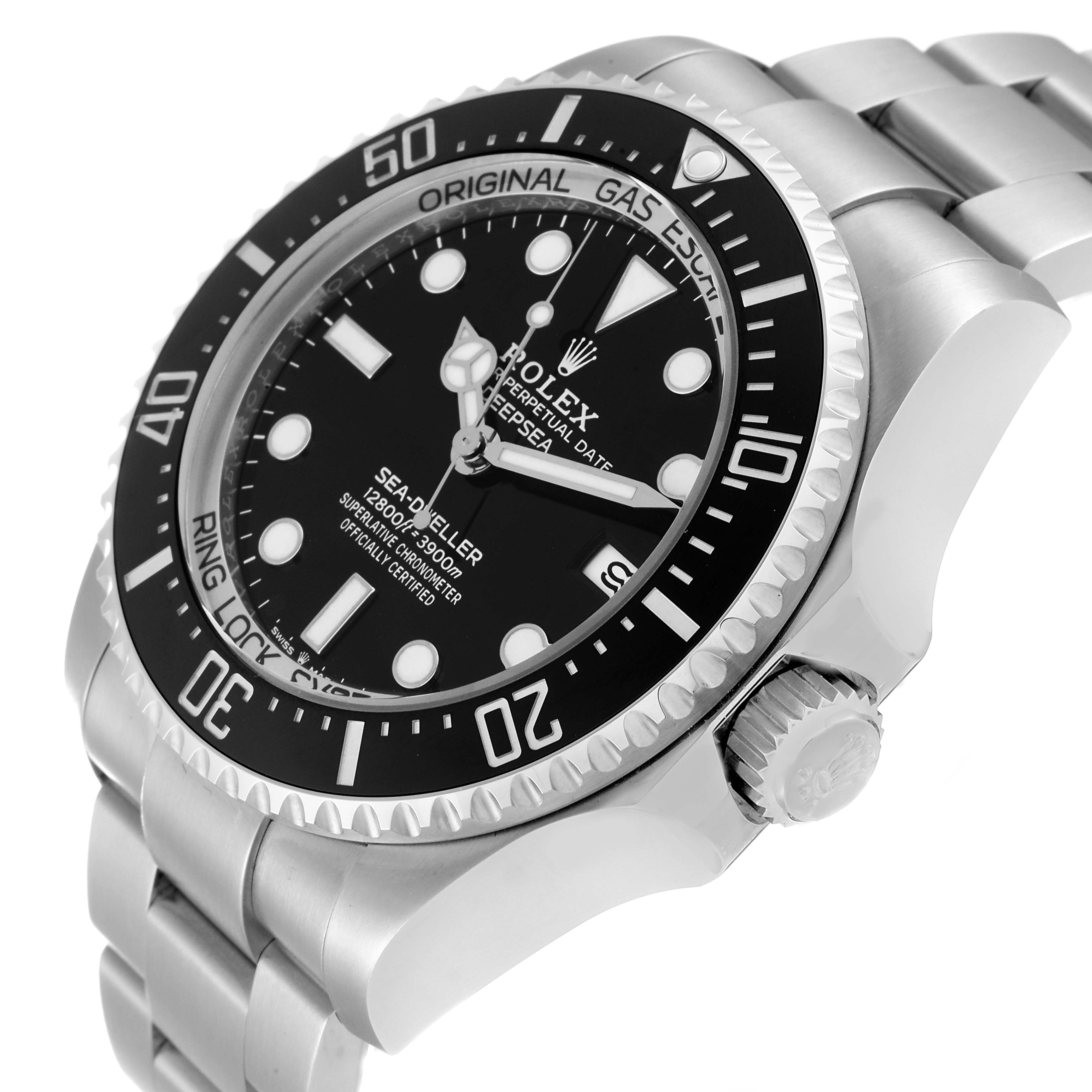 The image shows a Rolex Sea-Dweller 136660 Men's Stainless Steel Black Dial 136660 Men's Stainless Steel Black Dial watch at an angled close-up, highlighting the bezel, crown, and bracelet.