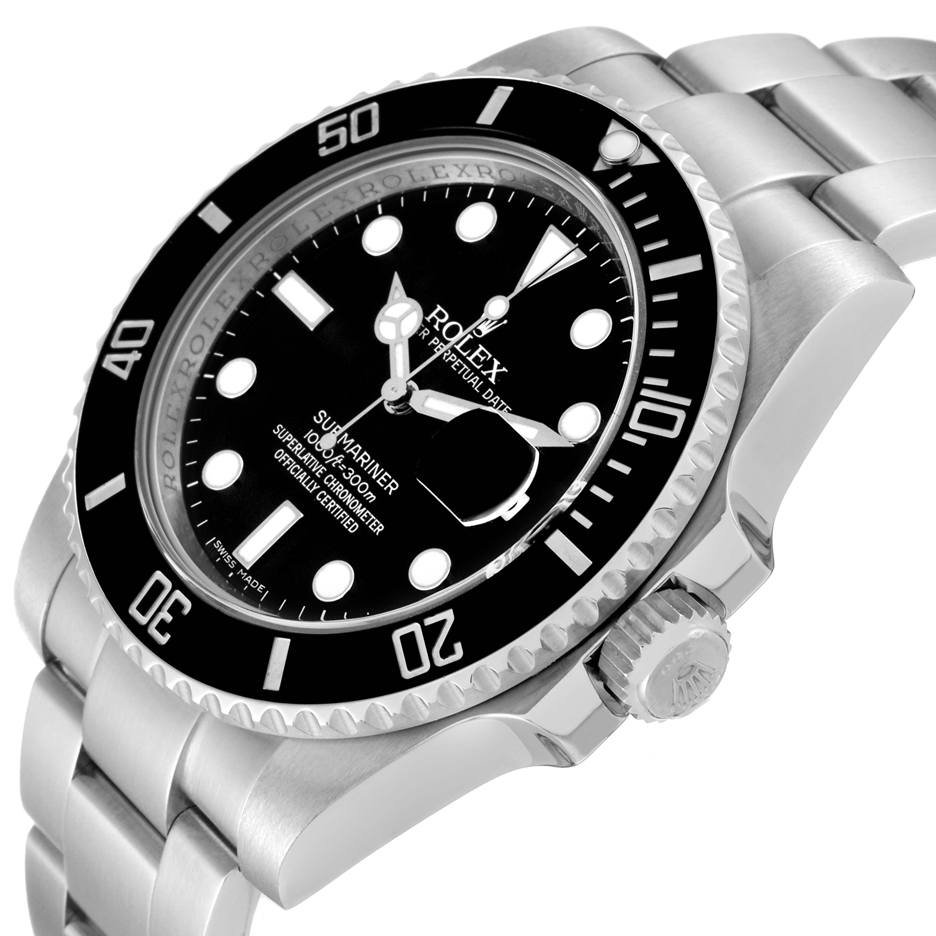 The image shows a close-up angled view of the Rolex Submariner 116610 Men
s Stainless Steel Black Dial 116610 Men
s Stainless Steel Black Dial watch, highlighting the dial, bezel, and part of the bracelet.