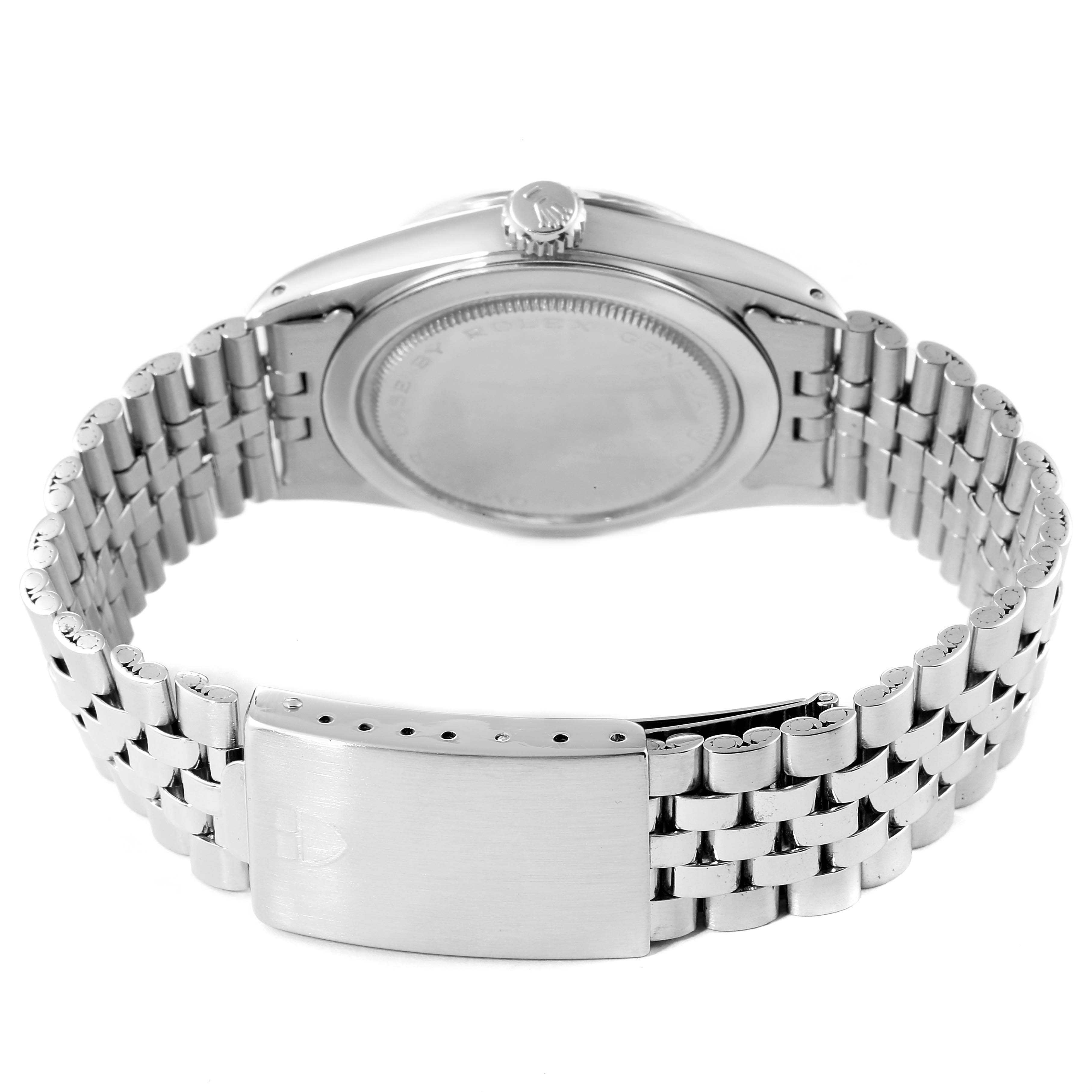The image shows the backside and bracelet of a Tudor Prince 94614 Men's Stainless Steel Silver Dial 94614 Men's Stainless Steel Silver Dial watch, highlighting its clasp and stainless steel construction.