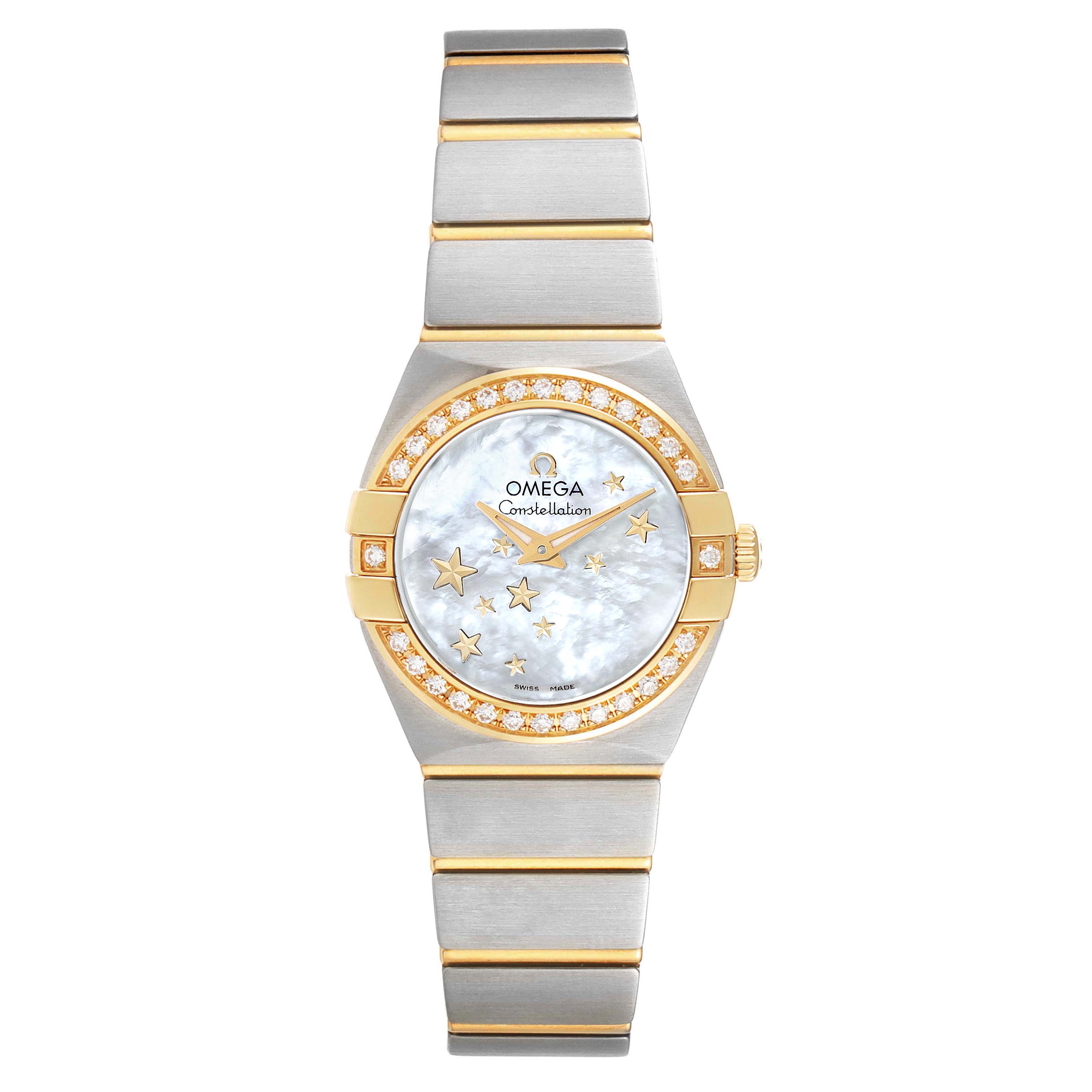 Omega Constellation Star Steel Yellow Gold Diamond Ladies Watch 123.25 ...