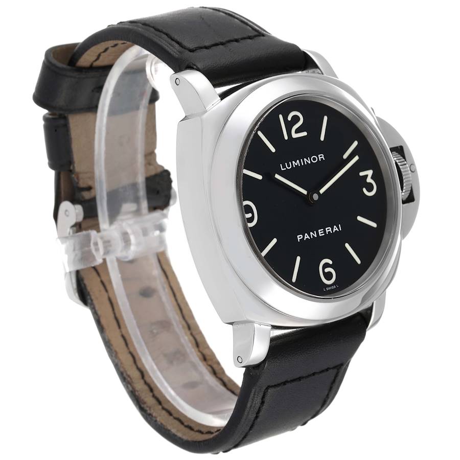 Panerai Luminor Base 44mm Black Dial Steel Mens Watch PAM00002 Box Card ...