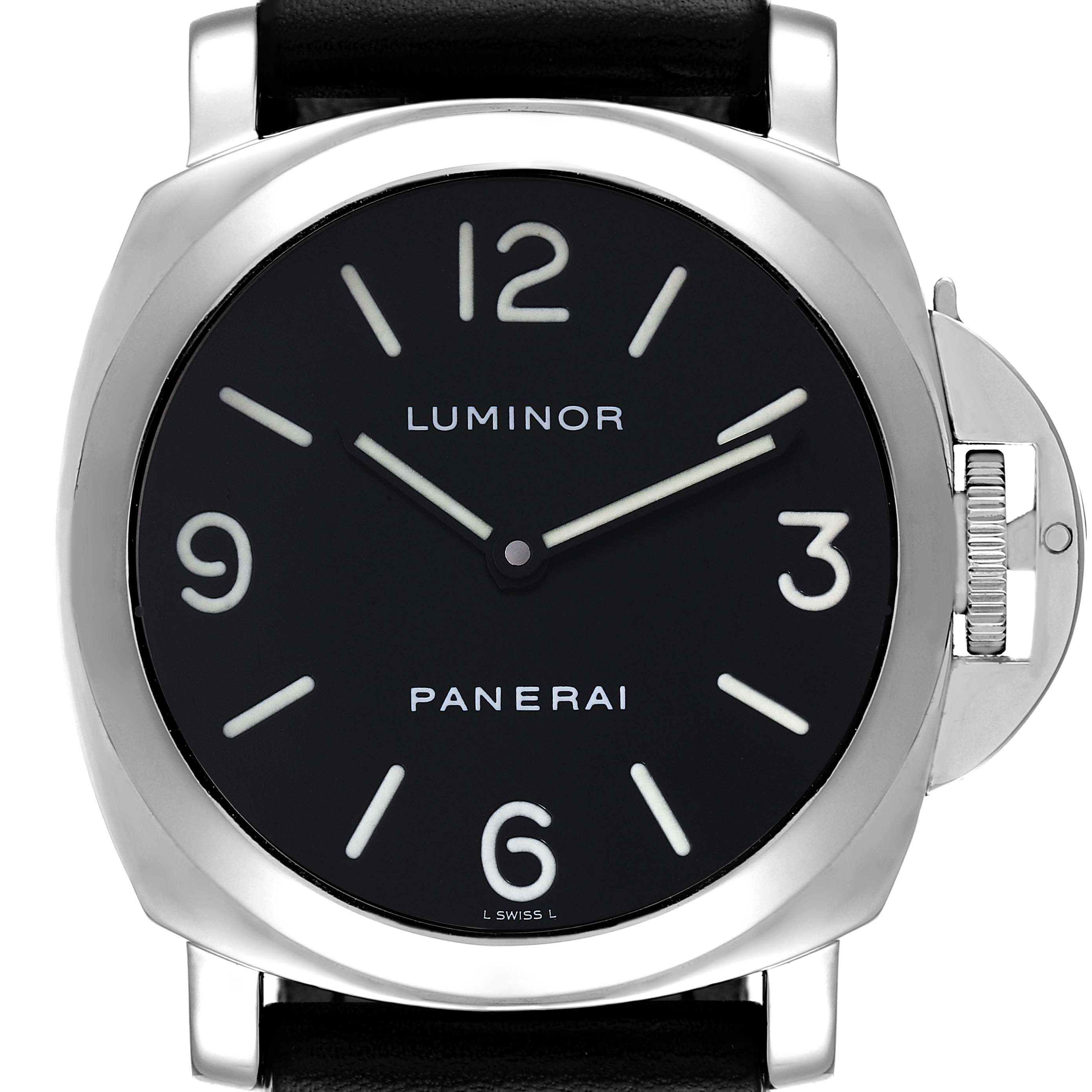 Panerai Luminor Base 44mm Black Dial Steel Mens Watch