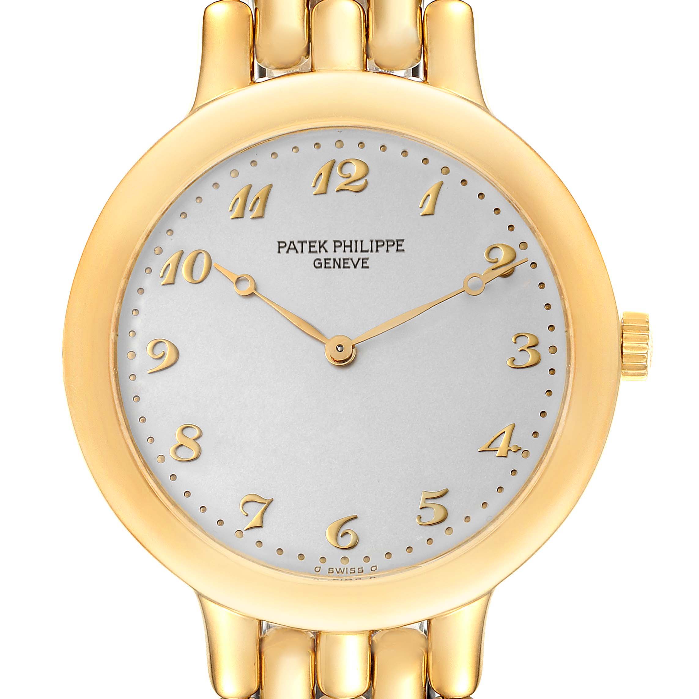 Patek Philippe Calatrava Silver Dial Yellow Gold Mens Watch 3915