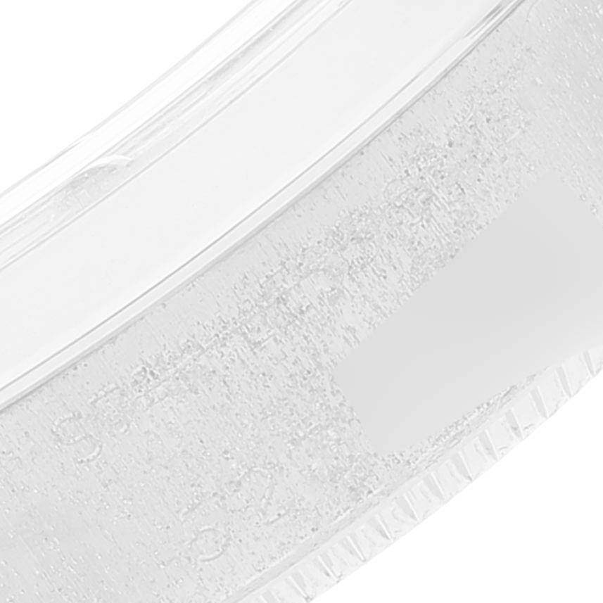 This image shows a close-up angle of the bezel or side of the Rolex Air-King 5500 Men's Stainless Steel Silver Dial 5500 Men's Stainless Steel Silver Dial watch.