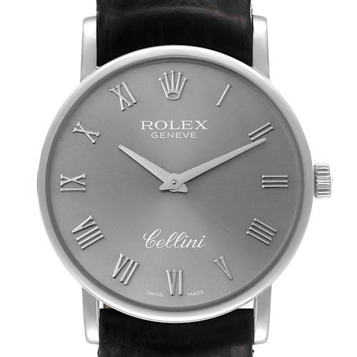 Photo of Rolex Cellini Classic White Gold Silver Dial Mens Watch 5115 Card