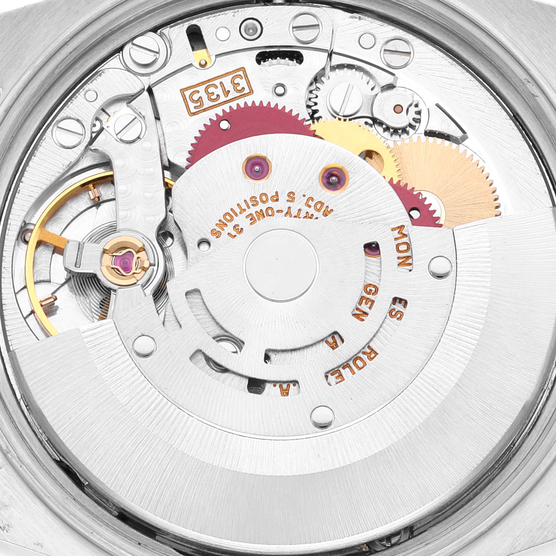 This image shows a close-up view of the internal mechanical movement of the Rolex Date 15200 Men's Stainless Steel Blue Dial 15200 Men's Stainless Steel Blue Dial model watch.