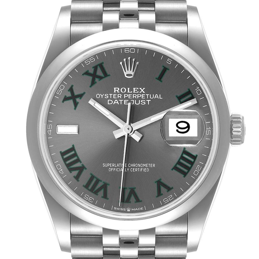 Rolex Datejust 36 Grey Green Wimbledon Dial Steel Mens Watch 126200 Unworn SwissWatchExpo