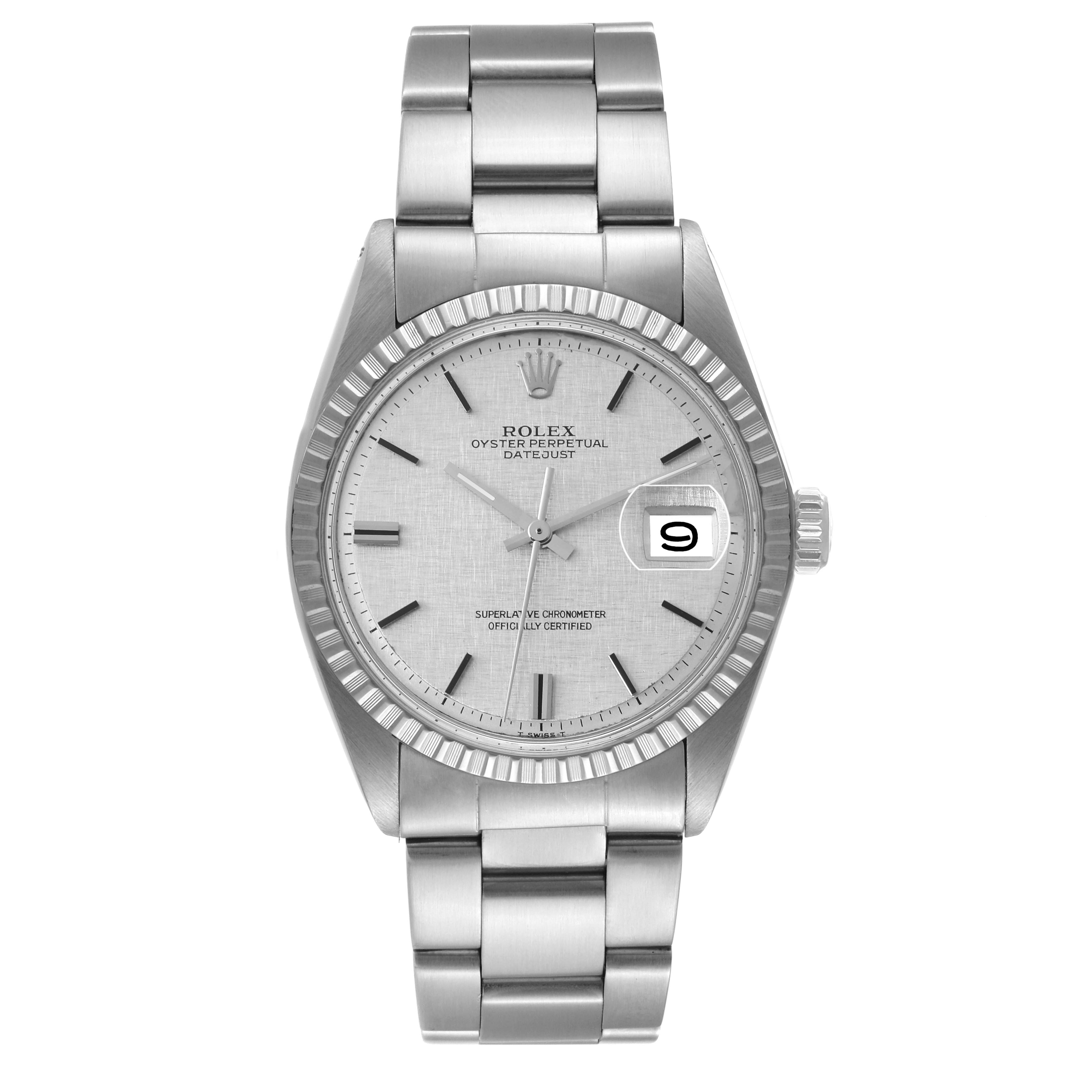 The Rolex Vintage Collection 1603 Men's Stainless Steel Silver Dial 1603 Men's Stainless Steel Silver Dial model watch is shown from a front angle, displaying the dial, bezel, bracelet, and crown.