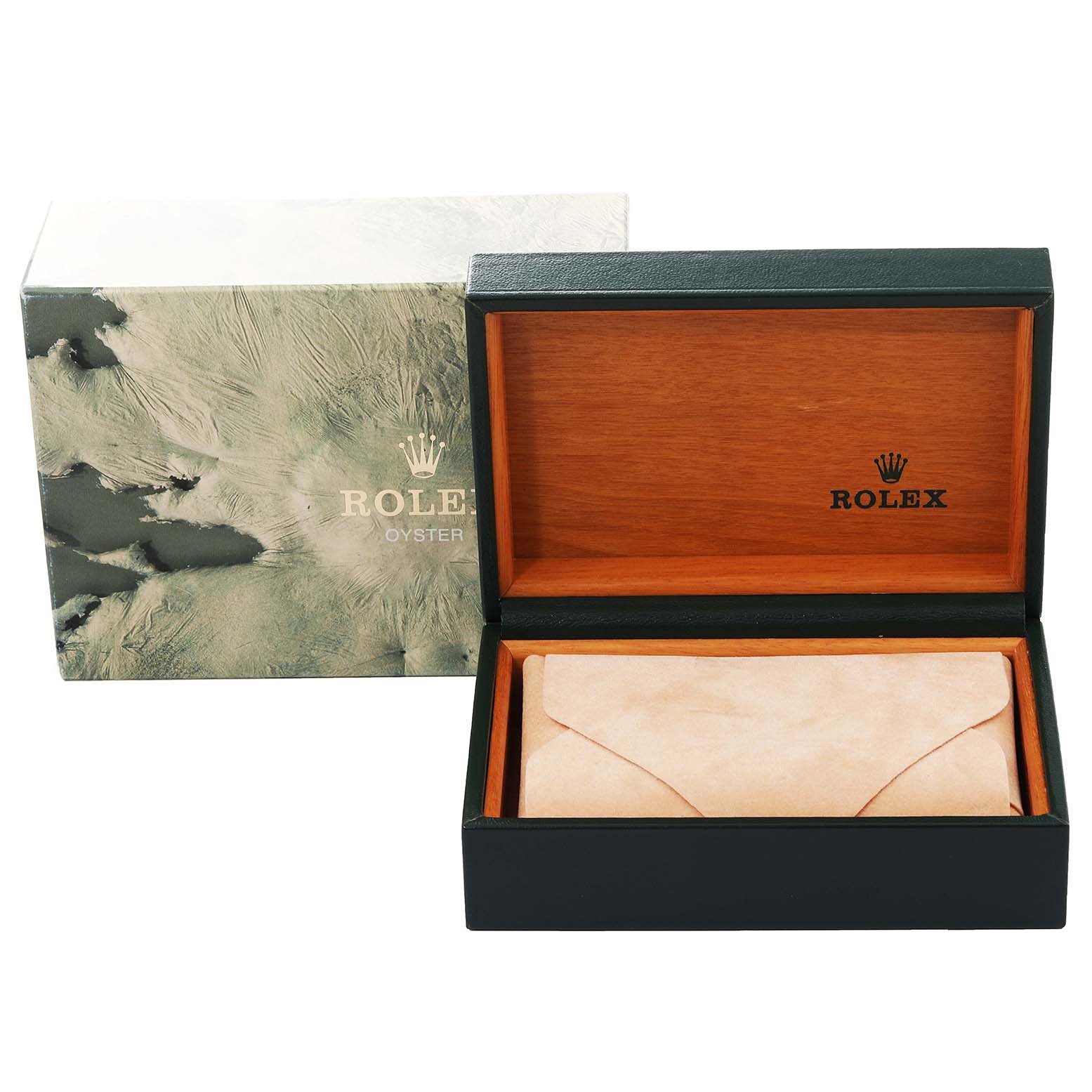 This image shows the packaging and box for a Rolex Datejust 16233 Men's Steel and Gold (two tone) Black Dial 16233 Men's Steel and Gold (two tone) Black Dial watch, with both outer and inner boxes visible.