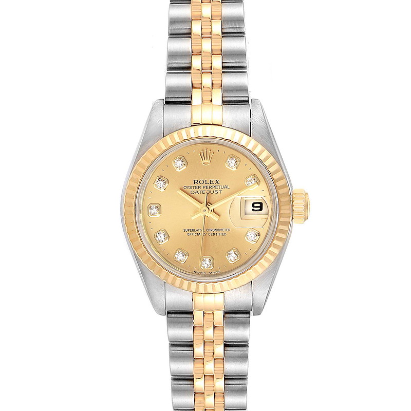 Rolex Datejust Steel 18K Yellow Gold Fluted Bezel Ladies Watch 79173 SwissWatchExpo
