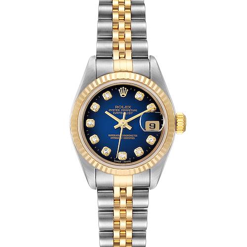 Photo of Rolex Datejust Steel Yellow Gold Blue Vignette Diamond Ladies Watch 79173