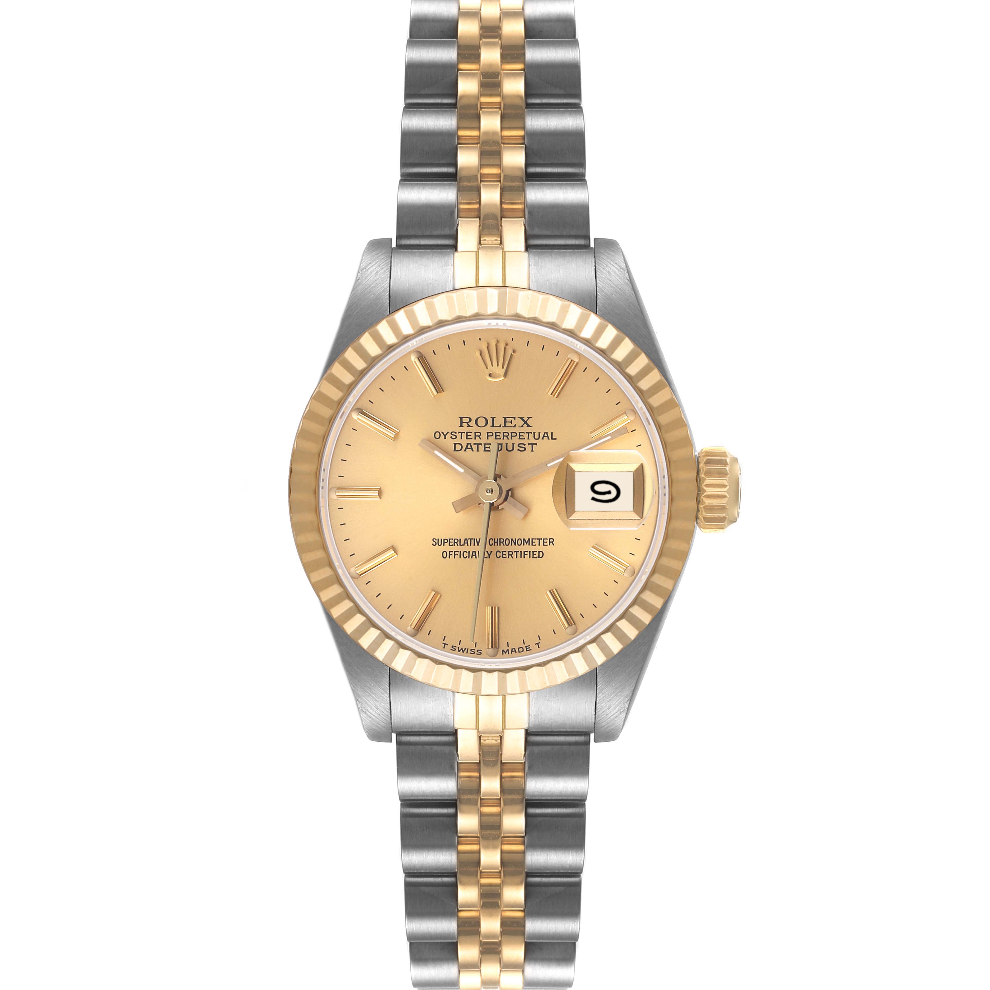 Rolex Datejust Steel Yellow Gold Fluted Bezel Ladies Watch 69173 ...