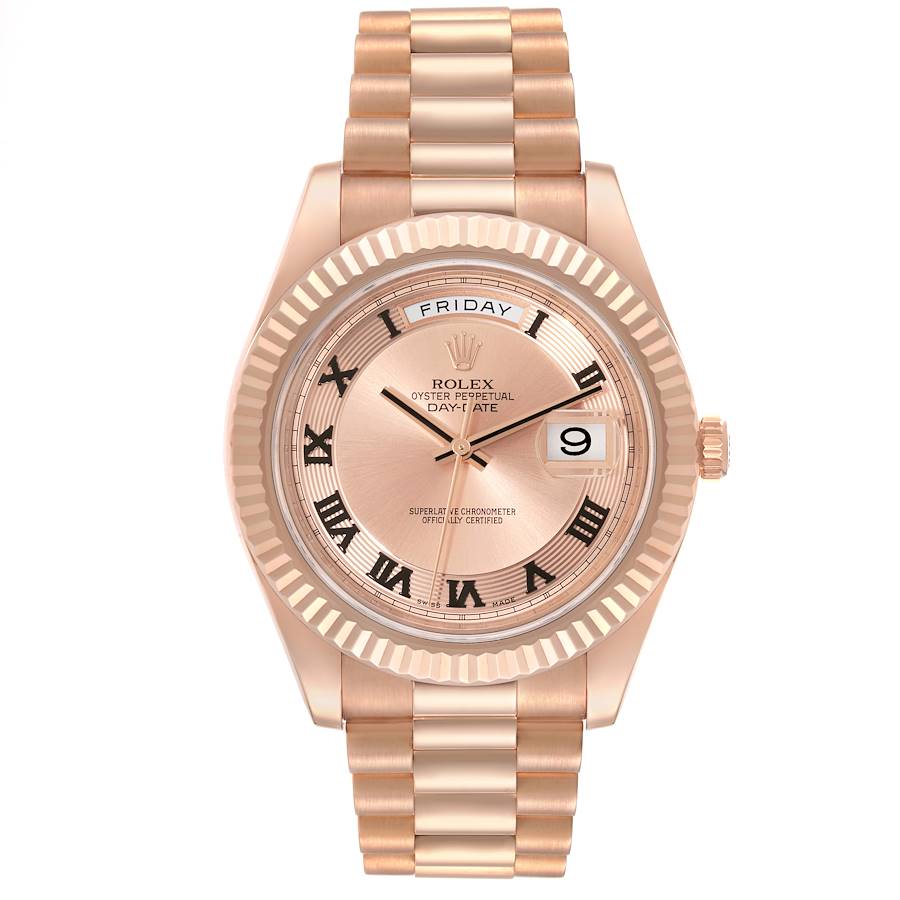 Rolex Day Date II Everose Concentric Roman Dial Rose Gold Watch