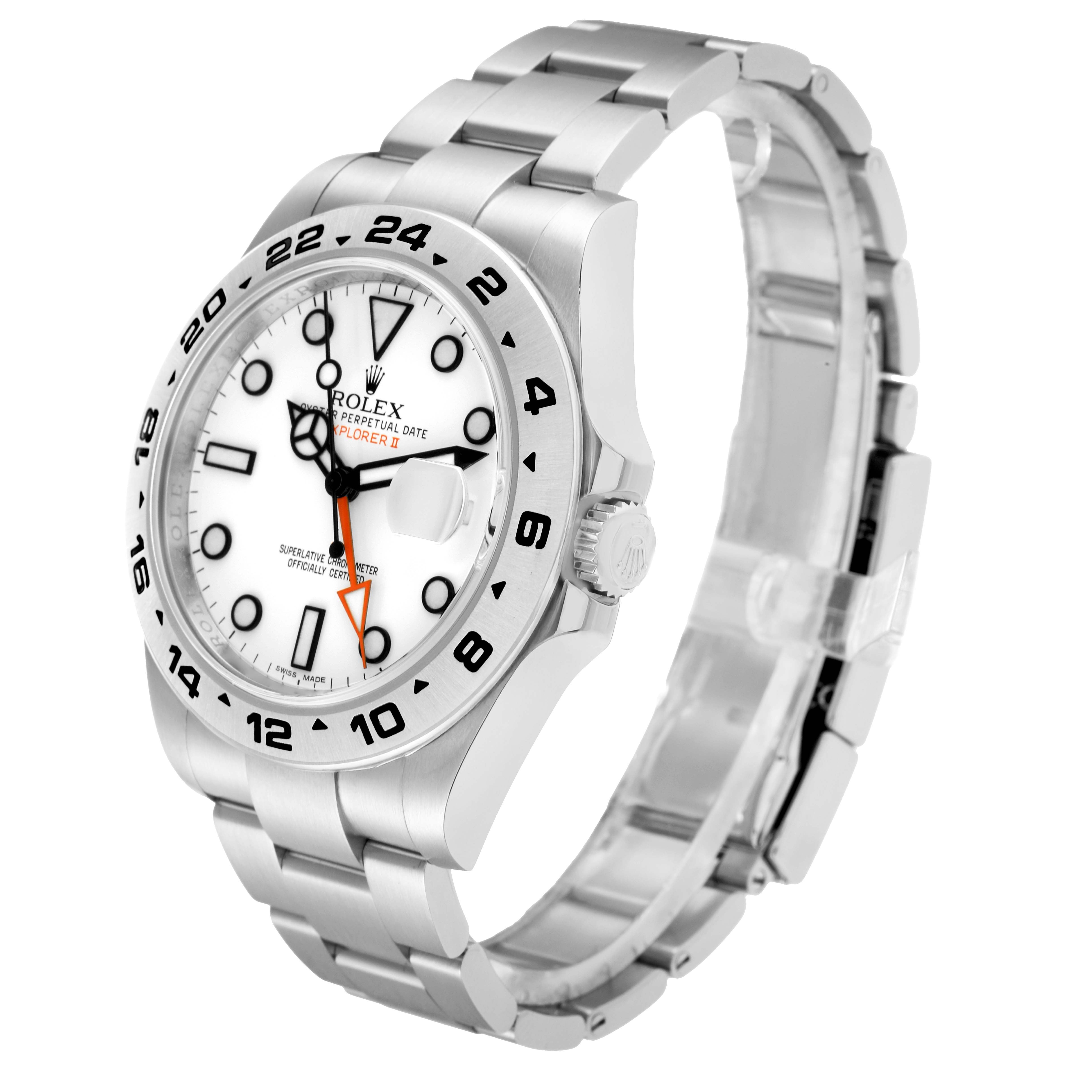 The Rolex Explorer 216570 Men
s Stainless Steel White Dial model is shown at a three-quarter angle, highlighting the bezel, dial, bracelet, and crown.