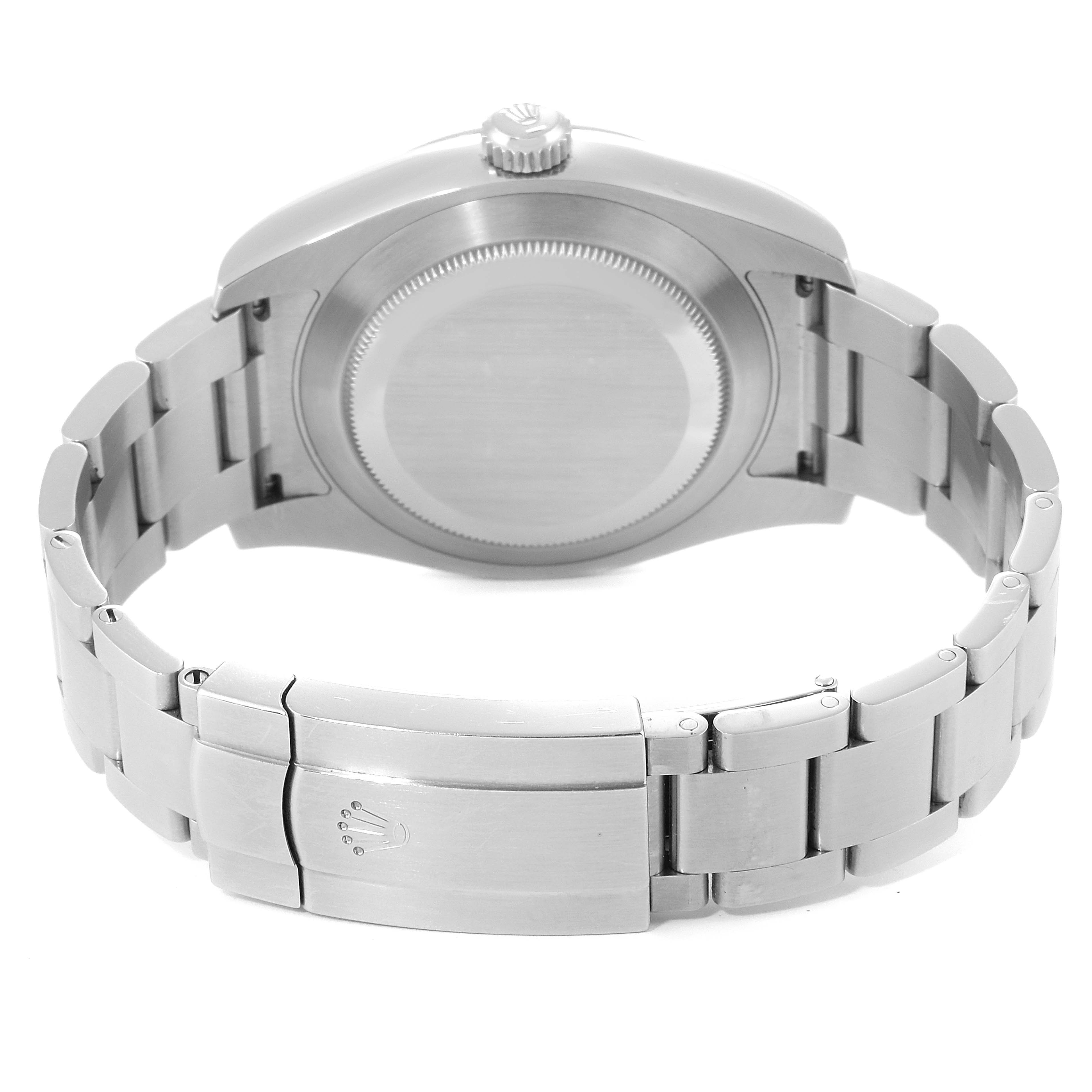 This image shows the back and bracelet of a Rolex Air-King 116900 Men's Stainless Steel Black Dial 116900 Men's Stainless Steel Black Dial watch, including the clasp.