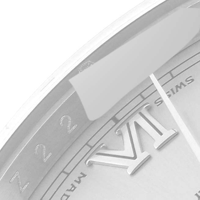 The image shows a close-up of the dial of a Rolex President 118239 Men's White Gold Silver Dial 118239 Men's White Gold Silver Dial model watch, focusing on the Roman numeral VI and surrounding details.
