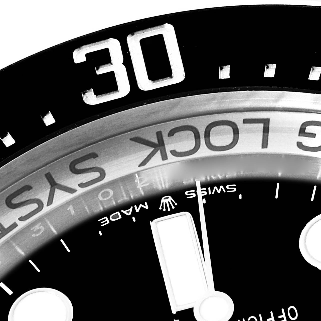 The close-up angle shows the bezel, part of the dial, and the "Ring Lock System" text of the Rolex Sea-Dweller 126660 Men
s Stainless Steel Blue Dial 126660 Men
s Stainless Steel Blue Dial watch.